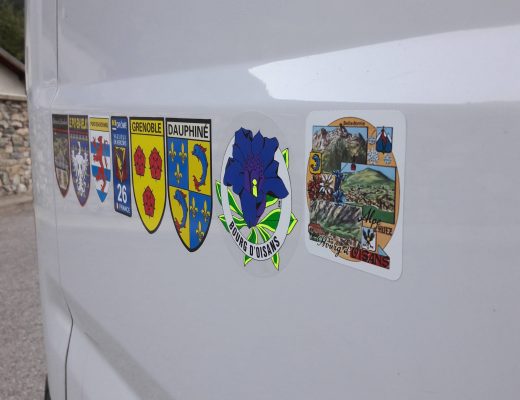 Eight stickers on the wall