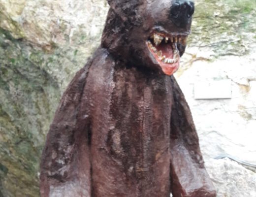 Caves of El Castillo - dodgy bear statue